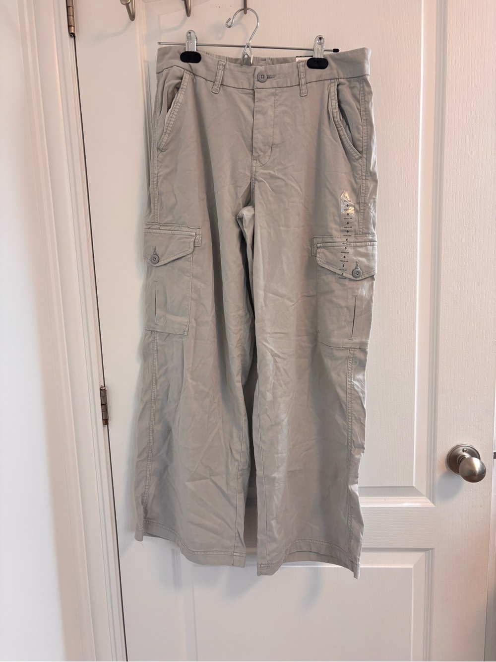 NWT American Eagle Outfitters Wide Leg Cargo Pants in Light Gray Size 6